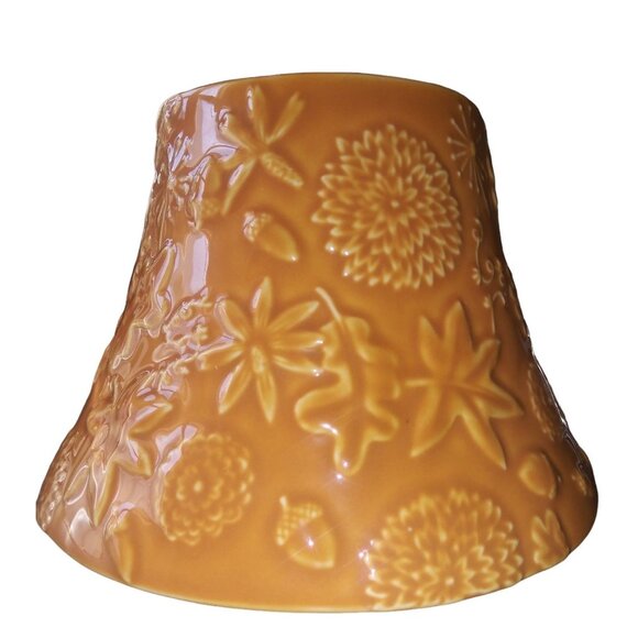 Hallmark Coral Orange Harvest Leaves and Acorns Fall Candle Shade Topper - Picture 1 of 8